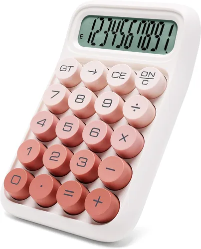 Vista 9 de Calculadora de Interruptor Mecánico, 10 Dígitos, Gran Pantalla LCD, Púrpura, Teclas Grandes, Estética