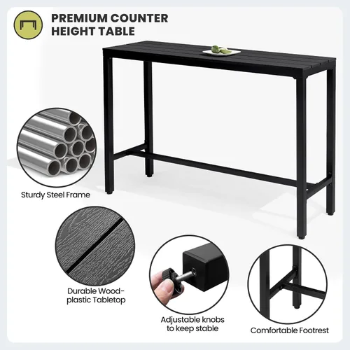 Vista 7 de Crestlive Products Mesa de bar al aire libre, mesa rectangular de 55 pulgadas de altura para mostrador de patio, mesa de pub alta con parte superior