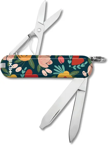 Vista 2 de Victorinox Navaja de bolsillo clásica SD de 7 funciones con corazones y flores de edición limitada