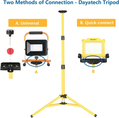 Vista 8 de Trípode inalámbrico LED luz de trabajo compatible con Dewalt y Milwaukee batería de 18-20V sin parpadeo, 4000 LM 25 W brillo ajustable, base