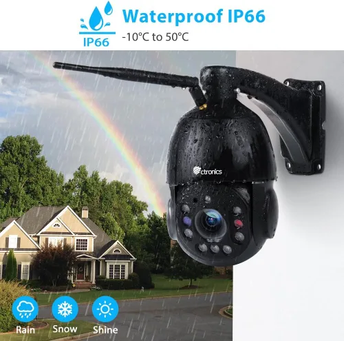 Vista 8 de Ctronics Cámara de seguridad con zoom óptico de 5MP 30X WiFi para exteriores, cámaras de vigilancia WiFi de 2.4/5Ghz con crucero y zoom automático