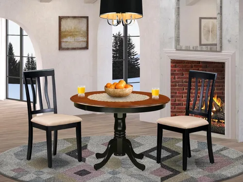 Vista 2 de East West Furniture HLAN3-BCH-C - Juego de mesa de comedor, 3 piezas