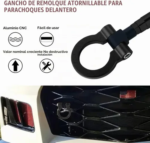 Vista 3 de Xotic Tech Sport Track Racing Style - Gancho de remolque CNC de aluminio con tornillo para parachoques delantero, compatible con Chevrolet Camaro 6ª