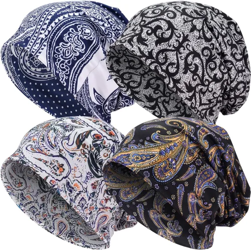 Vista 15 de EINSKEY Gorro ligero holgado para hombres y mujeres, gorro de algodón fino de gran tamaño, gorro de quimioterapia, gorro para dormir nocturno