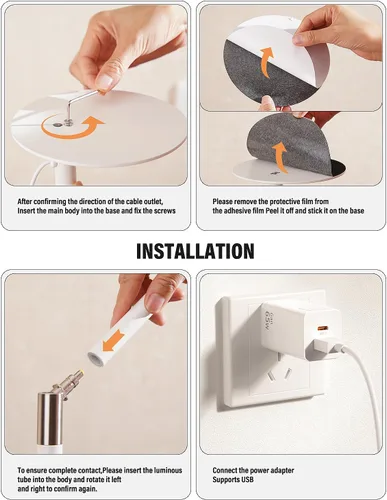 Vista 7 de Lámpara LED de escritorio, lámpara de ojo de oficina en casa, 3 modos, brillo infinitamente ajustable, metal, ajuste multiángulo, lámpara de Blanco