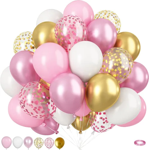 Vista 21 de Globos rosa púrpura negros, 50 unidades de 12 pulgadas, globos de cumpleaños con forma de corazón impresos en color rosa púrpura metálico negro