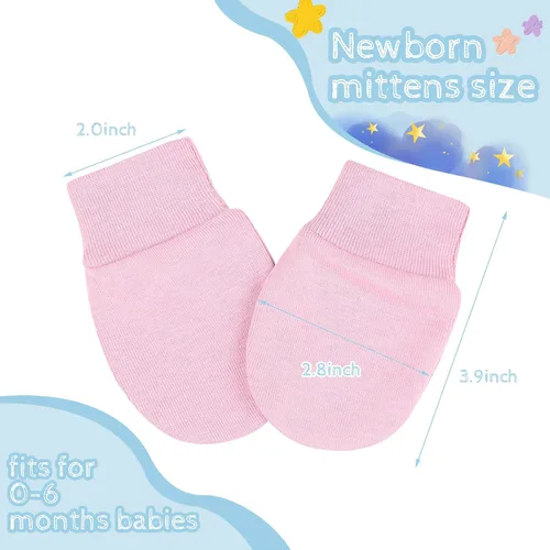 Vista 6 de Zando Gorros para bebé recién nacida con lazo grande, gorro de algodón y manoplas, gorro de invierno para niñas y niños