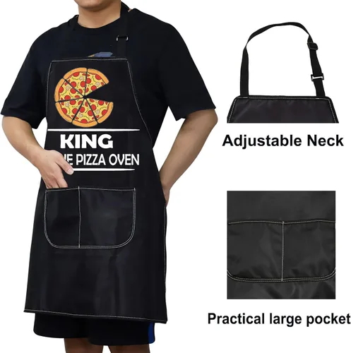Vista 4 de BWKTOP - Delantal de chef de pizza con bolsillo para chef y papá