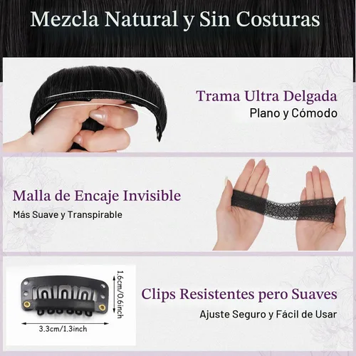 Vista 3 de BARSDAR Extensiones de cabello sintético de 20 pulgadas con clip negro
