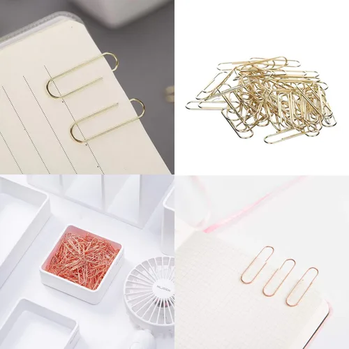 Vista 3 de KIDMEN Kit de oro rosa, juego de clips para carpeta, clips de papel, pasadores, total de 226 piezas