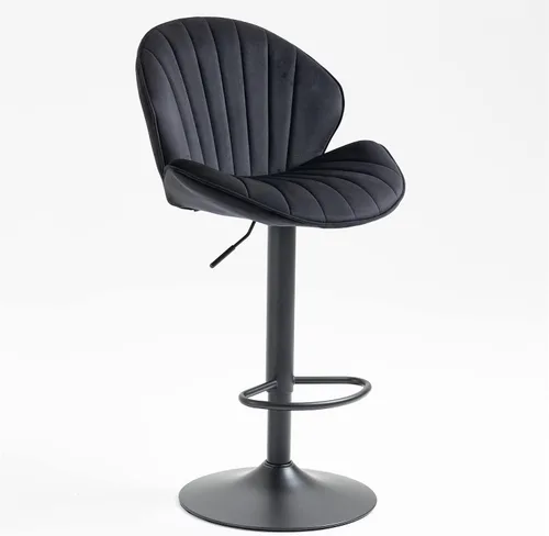 Vista 7 de SZLIZCCC Shell - Juego de 2 taburetes de bar giratorios ajustables con chasis negro, silla de bar de terciopelo con respaldo medio, taburete