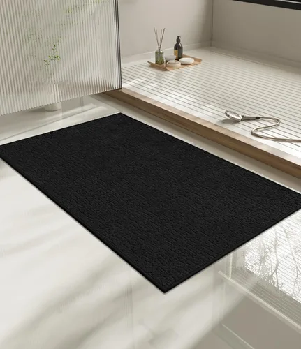 Vista 90 de Chakme Juego de 2 alfombras de baño ultrafinas, absorbentes, antideslizantes, lavables a máquina, color negro, 17 x 24 pulgadas / 17 x 30 pulgadas