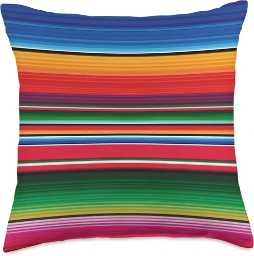 Vista 4 de Poncho mexicano Serape Latino Apparel Co Mexicano Serape Poncho Almohada de mancha, 16.0 x 16.0 in, multicolor