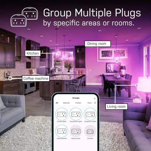 Vista 6 de Feit Electric Enchufe inteligente, enchufe WiFi compatible con Alexa y Google Home, enchufe interior, no requiere concentrador, red de 2.4 GHz