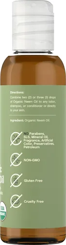 Vista 2 de Coera Aceite de neem para piel, cabello y uñas, 4 onzas líquidas, certificado orgánico, libre de parabenos, SLS y fragancias