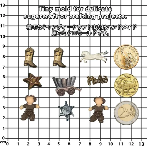 Vista 5 de FUNSHOWCASE Mini molde de silicona para dulces con tema de vaquero del salvaje oeste, para decoración de pasteles, manualidades, arcilla polimérica