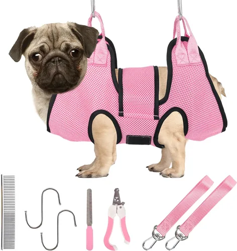 Vista 9 de PatiencET Hamaca de Aseo para Perros, Hamaca de Aseo para Mascotas para Gatos y Perros, Soporte para Perros para Recortar Uñas, Cabestrillo para Azul