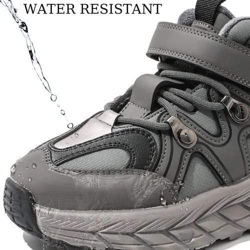 Vista 2 de Zapatos de senderismo para niños, antideslizantes, fáciles de poner, cómodos zapatos para caminar para invierno, niñas y niños pequeños y grandes