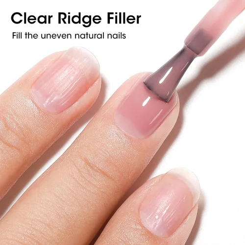 Vista 5 de GELLEN Corrector de Uñas Base Iluminador 4 en 1 Rosa Púrpura Empolvado, Fortalecedor de Uñas Malva Transparente de Otoño Relleno de Crestas