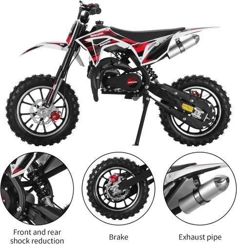 Vista 6 de 50CC Kids Dirt Bike Gas Powered 2-Stroke Mini Motorcycle 25MPH for kid 8-14 Black