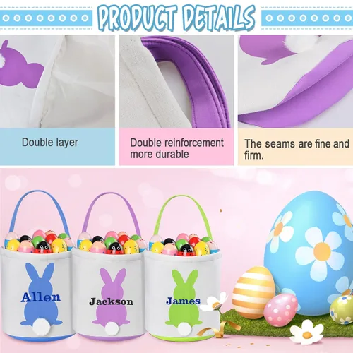 Vista 4 de Jocidea - Canasta de Pascua personalizada para niños, canastas de Pascua personalizadas, regalos de Pascua para chicos y niños, canasta de Pascua