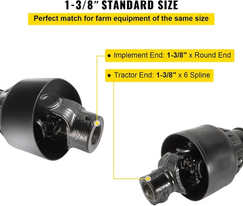 Vista 3 de VEVOR Eje de transmisión PTO, Eje de transmisión PTO de 1-3/8", Eje de transmisión PTO con 6 ranuras para tractor y extremo redondo