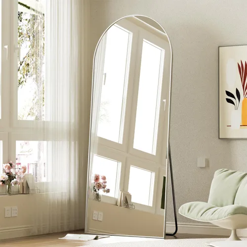 Vista 17 de BEAUTYPEAK Espejo de longitud de arco de 71 x 30 pulgadas con soporte Negro