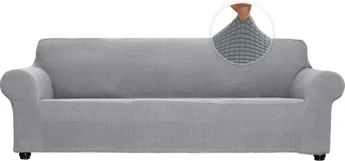 Vista 13 de Funda elástica suave para sofá de 3 cojines, protector de muebles, transpirable, lavable, tela jacquard, cuadros pequeños con parte inferior Beige