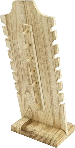 Vista 5 de MOOCA Collar independiente de madera ligera soporte de exhibición de caballete para múltiples collares busto y collares soporte de exhibición