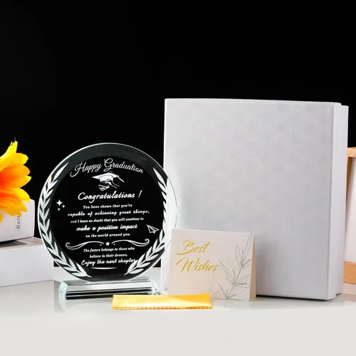 Vista 6 de Qianwei Regalos de graduación, regalos de graduación para ella y él, cristal de maestría, academia de policía, enfermería, doctorado, universidad