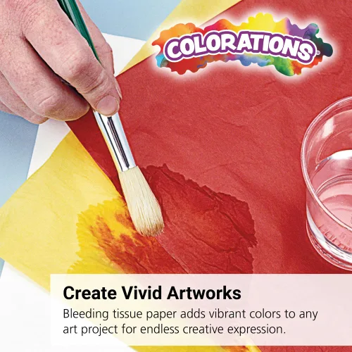 Vista 2 de Colorations Bleeding Art Tissue, 100 hojas, 20 x 30 pulgadas, 20 colores surtidos, acuarela, collage, artes y manualidades, alternativa de pintura