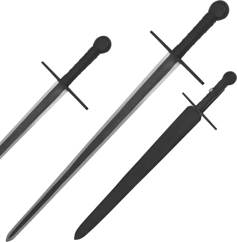 Vista 22 de Medieval Warrior Knights Templar Long Sword with Sheath Steel Guard, Leather Wrapped Handle