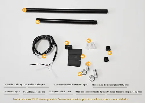 Vista 4 de KCO Lighting M14 - Varilla de extensión roscada de 7.89 pulgadas y 11.8 pulgadas, varillas de extensión negras, accesorios de iluminación, varillas