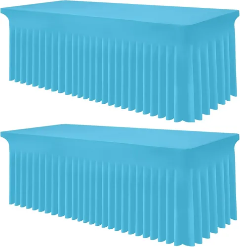 Vista 52 de Smiry Mantel de Spandex, Mantel Elástico Ajustable Extensible para Mesas Rectangulares de 6 Pies, Falda Cubierta de Mesa Impermeable y Lavable