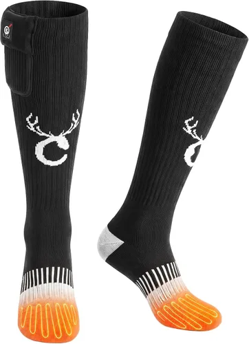 Vista 12 de SNOW DEER Heated Socks for Men and Women, Rechargeable Heated Ski Socks Negro