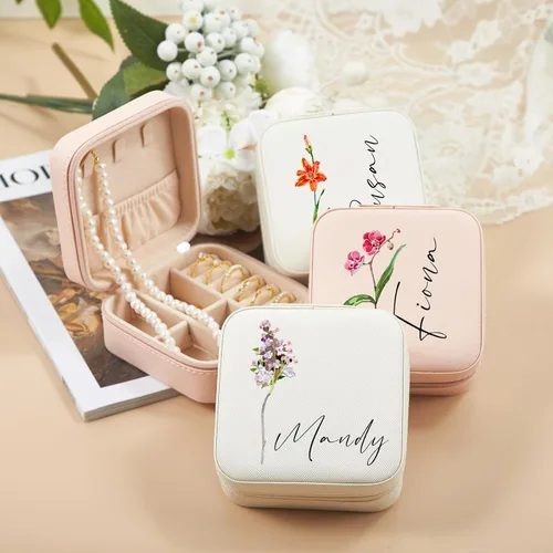 Vista 5 de Pequeño estuche de viaje para joyas, organizador de joyas de viaje, mini estuche de viaje para joyas, estuche de viaje para mujeres, organizador