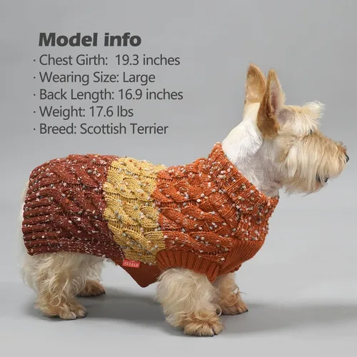 Vista 6 de KYEESE Suéteres para perros pequeños, suéter para mascotas con bloques de color macho, suéter para mascotas con hilo mullido, suéter de punto