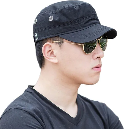 Vista 2 de CACUSS Men's Cotton Army Cap Cadet Hat Trucker Dad Hat Military Flat Top Adjustable Classic Baseball Cap