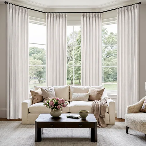 Vista 2 de MIULEE Juego de 4 paneles de cortinas plisadas de lino de 40 x 84 pulgadas Beige Blanco