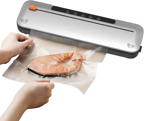 Vista 8 de Sellador al vacío portátil para el hogar, máquina de conservación de alimentos con sellado hermético, diseño a prueba de fugas, incluye un cortador