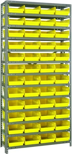 Vista 314 de Quantum QSBU-245BK Heavy Duty Shelving Unit with (7) Shelves and (24) QUS245 Black Bins for Garage Warehouse Storage Distribution 400 lb Load