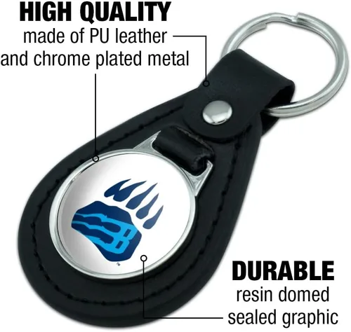 Vista 5 de GRAPHICS & MORE Bob Jones University Secondary Logo Black Leather Keychain