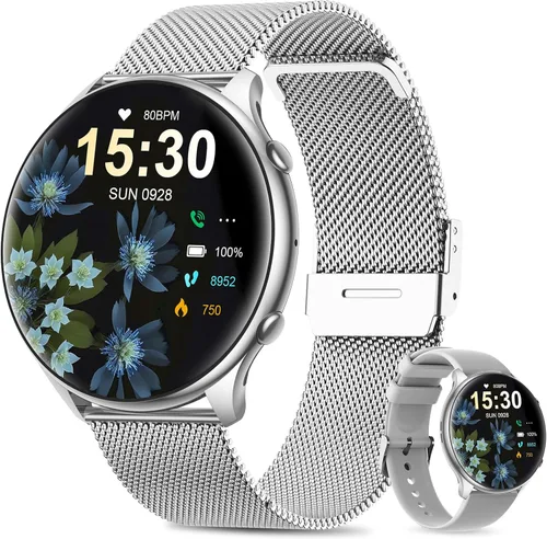 Vista 9 de Relojes inteligentes para mujer con rastreador de ciclo menstrual, reloj inteligente HD de 1.39 pulgadas, monitor de frecuencia cardíaca/sueño
