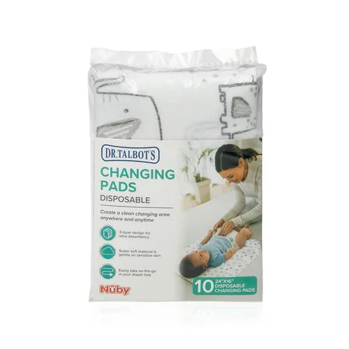 Vista 6 de Dr. Talbot's Cambiadores desechables, pañal absorbente de viaje, estampado de elefante gris