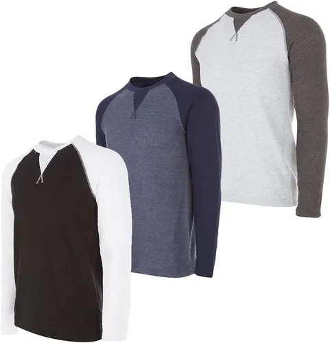 Vista 31 de DARESAY Paquete de 3: camiseta térmica de manga larga para hombre, camisetas de manga larga Henley & Crew para hombre, camisetas de manga larga