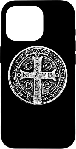 Vista 20 de Funda cristiana católica para iPhone 16 con medalla de San Benito de San Benito