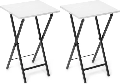 Vista 7 de Acovy Juego de 2 Mesas Bandeja para TV, Bandeja de Cena para TV, Mesa Plegable, Mesas-Bandeja de TV Plegables, Mesa Auxiliar para Cama, Sofá
