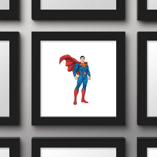 Vista 2 de Trends International Gallery Pops DC Comics Superman - Póster artístico de pared con pose de héroe, 12 x 12 pulgadas, versión enmarcada en negro