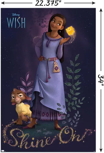 Vista 3 de Trends International Disney Wish Asha - Póster de pared, 34 pulgadas de largo x 22.4 pulgadas, versión sin marco