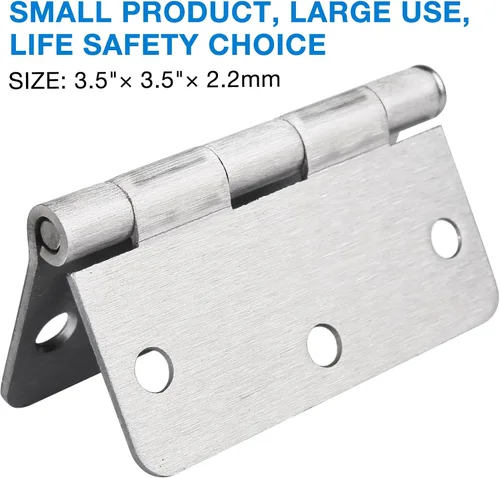 Vista 6 de JIW Bisagras de puerta de níquel satinado de 3.5 pulgadas 1/4 pulgadas, paquete de 12 Bisagras de puerta interiores níquel cepillado 3 ½" hardware